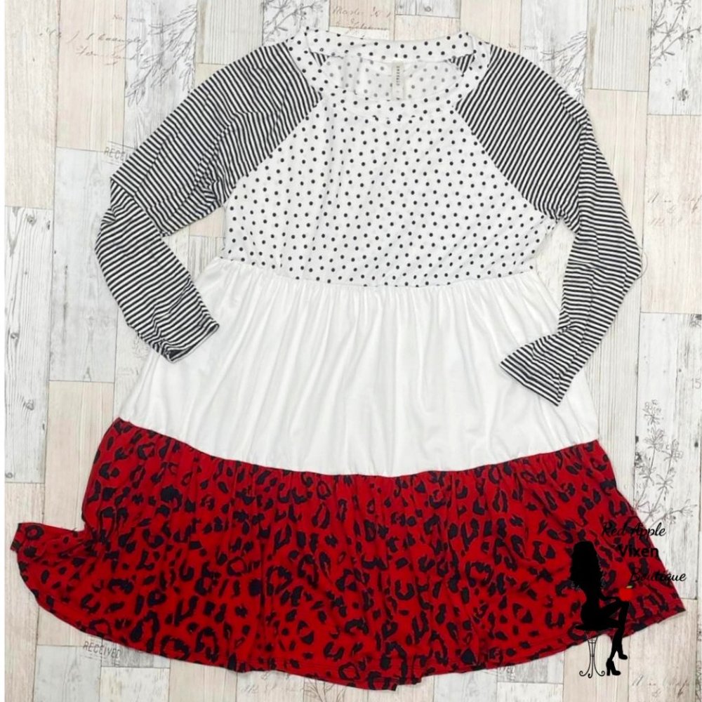 Polka Dot and Animal Print Swing Dress
